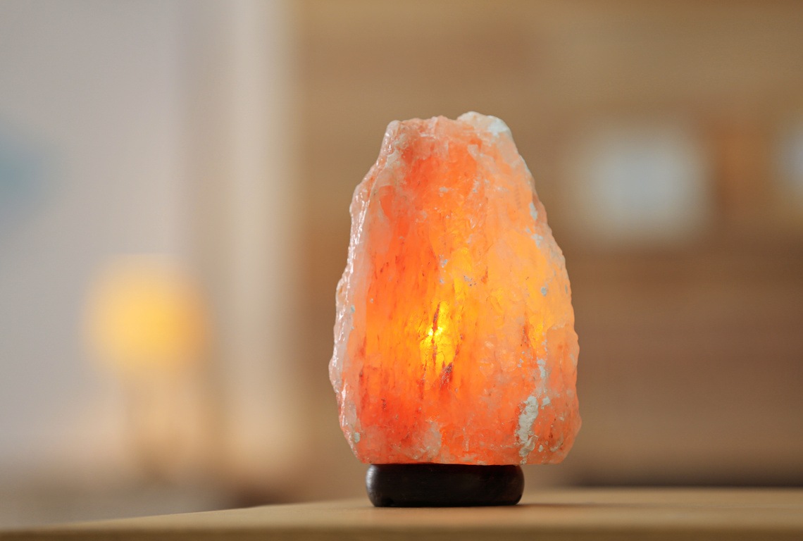 Himalayan Salt Lamp on Table at Home