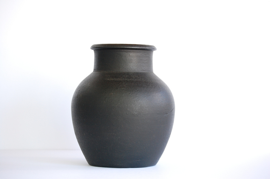 Black Vase on White Background